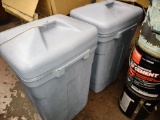 2 LARGE PLASTIC TRASH CANS with LIDS - PICK UP ONLY