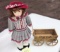 PORCELAIN HEAD DOLL PULLING COCA-COLA WAGON - PICK UP ONLY