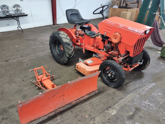 POWER KING 1614 ALL GEAR DRIVE TRACTOR with MOWER DECK & PUSH BLADE - 3 PT HITCH - PICK UP ONLY