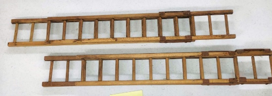 ANTIQIUE WOODEN FIRE TRUCK LADDERS (OPEN TO 30")