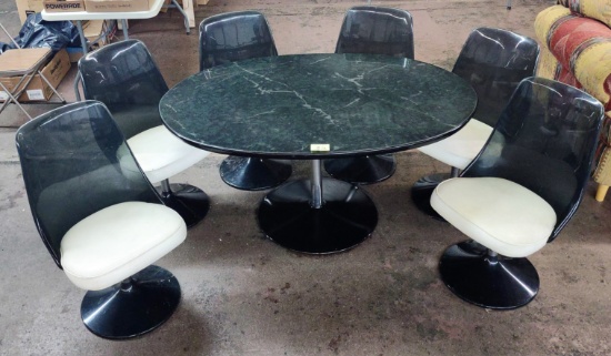 VINTAGE MID CENTURY SMOKEY LUCITE & MARBLE RESIN DINING SET - PICK UP ONLY