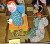 VINTAGE CLOWN-IN-THE-BOX TOY & CLOWN DOLL