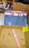 BREAST CANCER AWARENESS PURSE, JEWELRY & WATCH