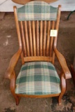 NICE ANTIQUE QUARTER SAWN OAK ROCKING CHAIR (Re-upolstered) - PICK UP ONLY