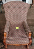 NICE ANTIQUE ROCKER (beautiful newer upholstery)- PICK UP ONLY