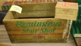 VINTAGE REMINGTON SHUR SHOT CRATE & PETERS .22 CAL SHORT METALLIC CARTRIDGE BOX - PICK UP ONLY