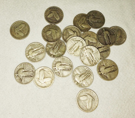 (20) SILVER STANDING LIBERTY QUARTERS 1923-29