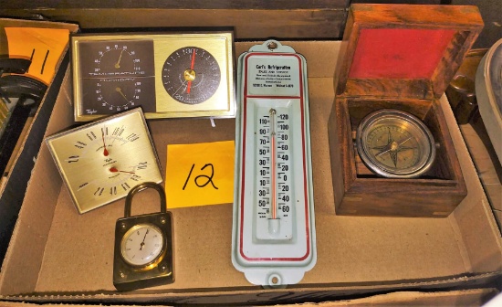 COMPASS in case, THERMOMETER, BAROMETER