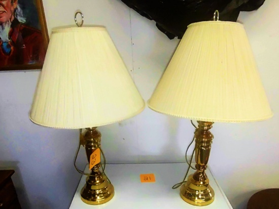 PAIR OF BRASS LAMPS - PICK UP ONLY