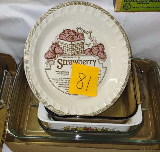 CASSEROLE DISHES & PIE DISH - PICK UP ONLY