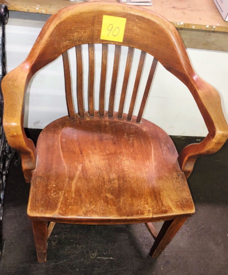 VINTAGE OAK BANKER'S CHAIR - PICK UP ONLY