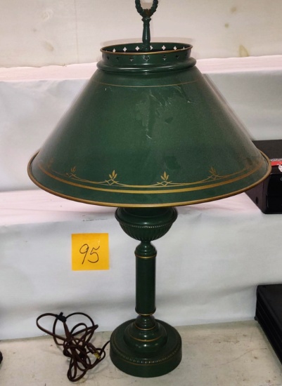 GREEN TOLEWARE LAMP - PICK UP ONLY