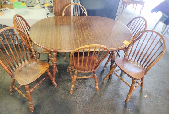 KITCHEN TABLE with 6 OAK CHAIRS - PICK UP ONLY