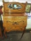 VICTORIAN OAK SLANT-FRONT SECRETARY with MIRROR - PICK UP ONLY