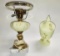 FENTON CUSTARD GLASS LAMP BASE & CANDY DISH (Signed Nancy Gribble) - PICK U