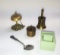 BRASS BELLS, STERLING SPOON, ETC.