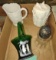 VINTAGE MILK GLASS, MARY GREGORY GREEN BASKET & GLASS SUGAR SHAKER