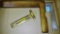 VINTAGE SQUARE MEASURE IN WOODEN SHEATH & BRASS SPIRIT LEVEL