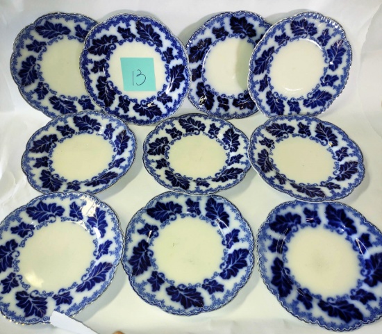 JOHNSON BROS "NORMANDY" FLOW BLUE 10" DINNER PLATES (Nice condition) - PICK UP ONLY