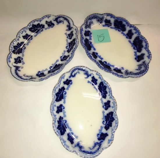 JOHNSON BROS "NORMANDY" FLOW BLUE PLATTERS (Nice condition) - PICK UP ONLY