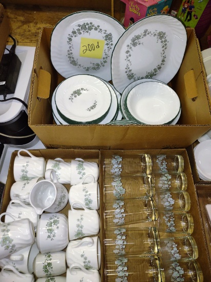 SET OF CORELLE DISHES & GLASSES -  PICK UP ONLY