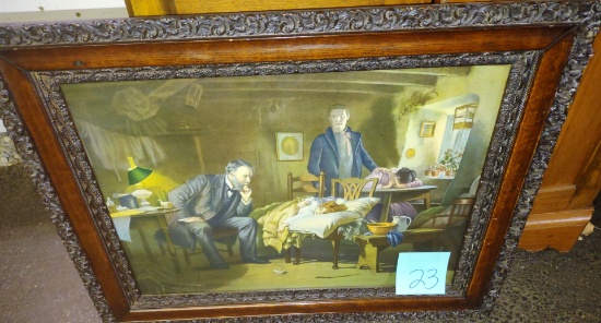 ANTIQUE FRAME with MORRIS & BENDIEN COLOR LITHO - PICK UP ONLY