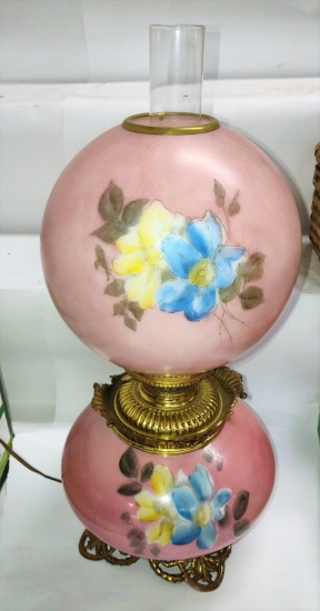 ANTIQUE HAND PAINTED GWTW LAMP - PICK UP ONLY