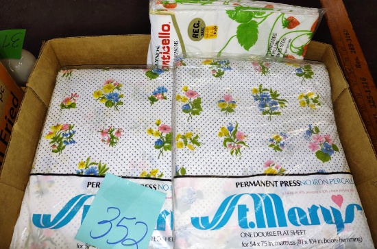 VINTAGE SEALED SHEETS & STRAWBERRY PILLOWCASES