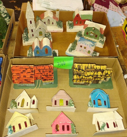 VINTAGE 1940's PUTZ CHRISTMAS HOUSES