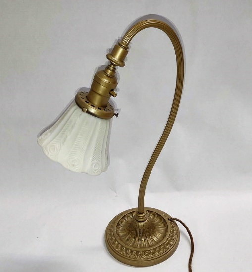 GOOSENECK TABLE LAMP with MUTUAL SUNSET LAMP Co. BASE - PICK UP ONLY