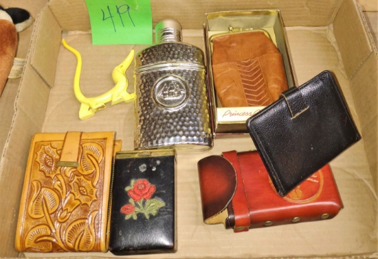 VINTGE WALLETS, CIG. CASES, FLASK, ETC.