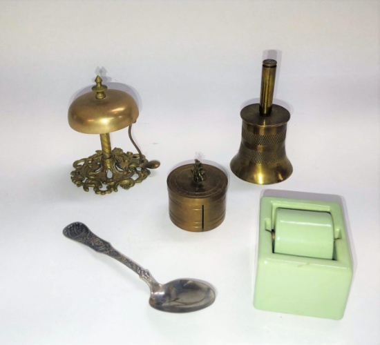 BRASS BELLS, STERLING SPOON, ETC.