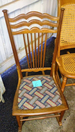 ANTIQUE ROCKING CHAIR (Newer fabric) - PICK UP ONLY