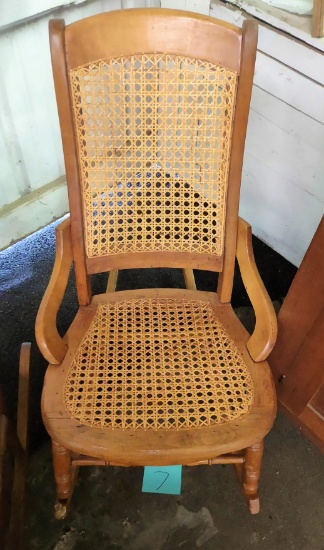 ANTIQUE CANED ROCKING CHAIR - PICK UP ONLY