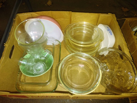 GLASS PYREX DISHES, ETC. -  PICK UP ONLY