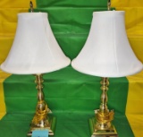 PAIR OF BRASS TABLE LAMPS - PICK UP ONLY