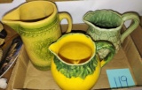 STONEWARE & POTTERY PITCHERS (Chip on lip of lg. pitcher) - PICK UP ONLY
