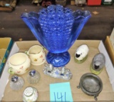 SALT & PAPERS, COBALT VASE (HAS CRACK), ETC. - PICK UP ONLY