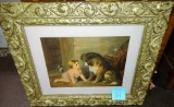ANTIQUE GOLD GILT FRAME with DOG & CHILD PRINT - PICK UP ONLY
