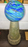 DECORATIVE GARDEN GLASS GAZING BALL on VINTAGE BASE - PICK UP ONLY