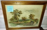 ANTIQUE SHEEP PRINT in WALNUT FRAME - PICK UP ONLY