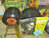 VINTAGE 45 RECORDS & HOLDERS - PICK UP ONLY