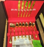 NATIONAL SILVER CO. GOLD ELECTRO-PLATE FLATWARE SET - PICK UP ONLY