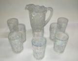 IRIDESCENT CLEAR CARNIVAL GLASS WATER SET - PICK UP ONLY