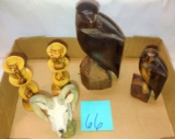 CARVED WOOD ITEMS, ETC.