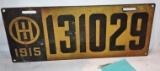 1915 LICENSE PLATE