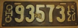 1920 LICENSE PLATE