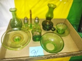 VINTAGE GREEN GLASSWARE - PICK UP ONLY