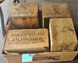 4 VINTAGE WOODEN DOVE-TAILED HERCULES HIGH EXPLOSIVE POWDER CRATES - PICK UP ONLY