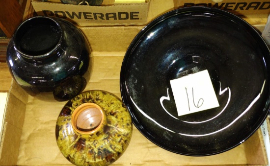 POTTERY VASES & GLASS BOWL - PICK UP ONLY